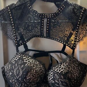 Black Lace Studded Bralette